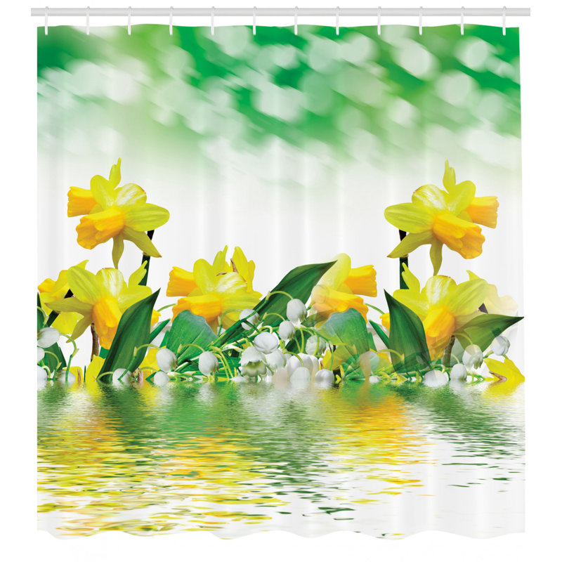 Floral Shower Curtain with Hooks Included, 70" H x 69" W