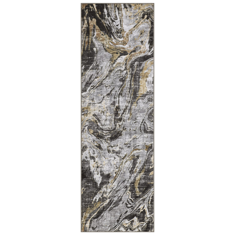 Rectangle Ikat Area Rug, Gray, 240*340cm