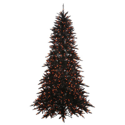 Vickerman Black Fir With Orange Lights Artificial 9' Lighted Fir Christmas Tree