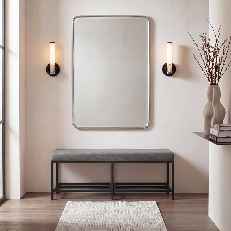 Banc de rangement en similicuir Dyer, Gris