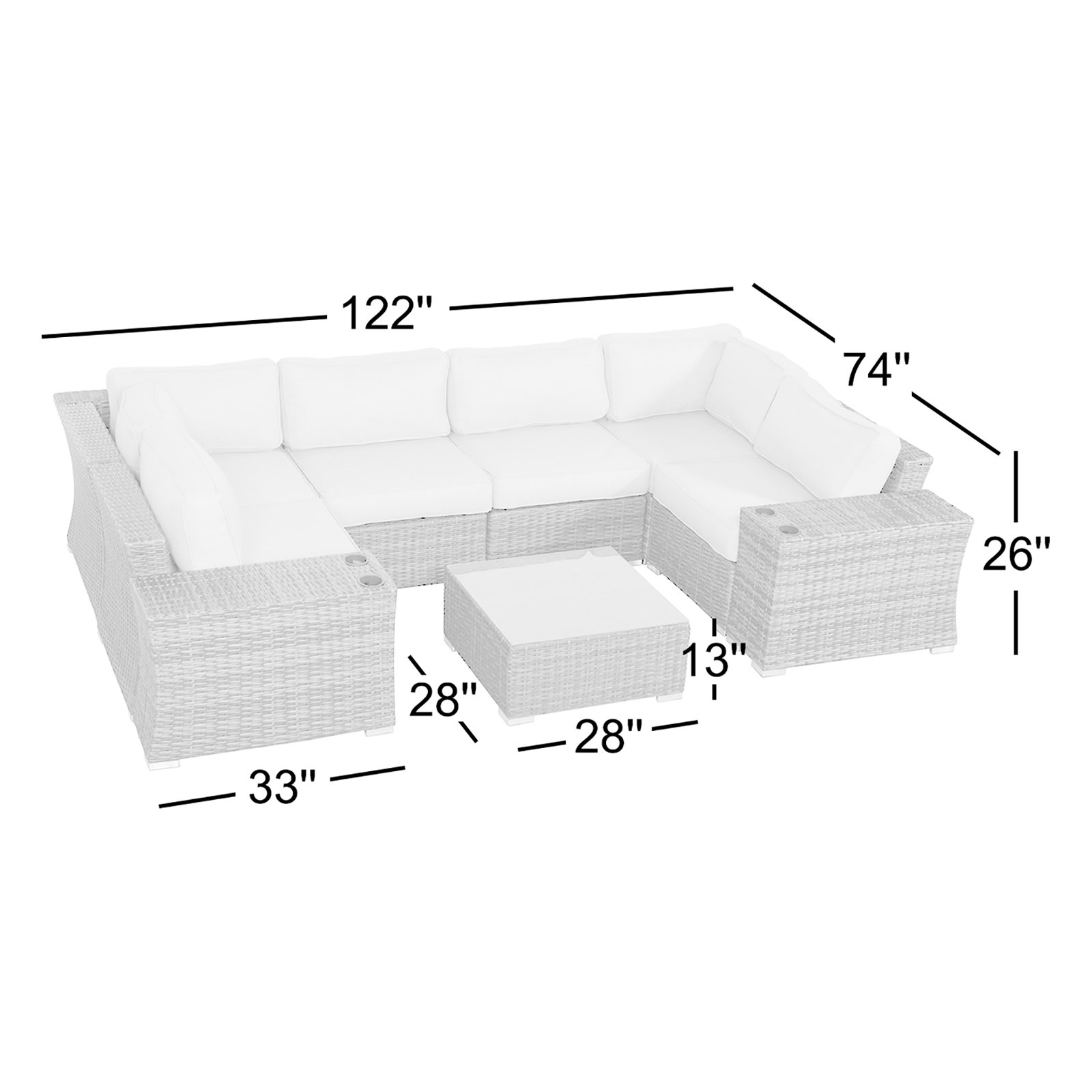 Marlene 4-Person Patio Seating Group, Mixed Gray
