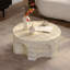 Table basse moderne et minimaliste moderne avec base arquée unique, aucun assemblage requis, structure robuste pour le salon et la chambre à coucher.