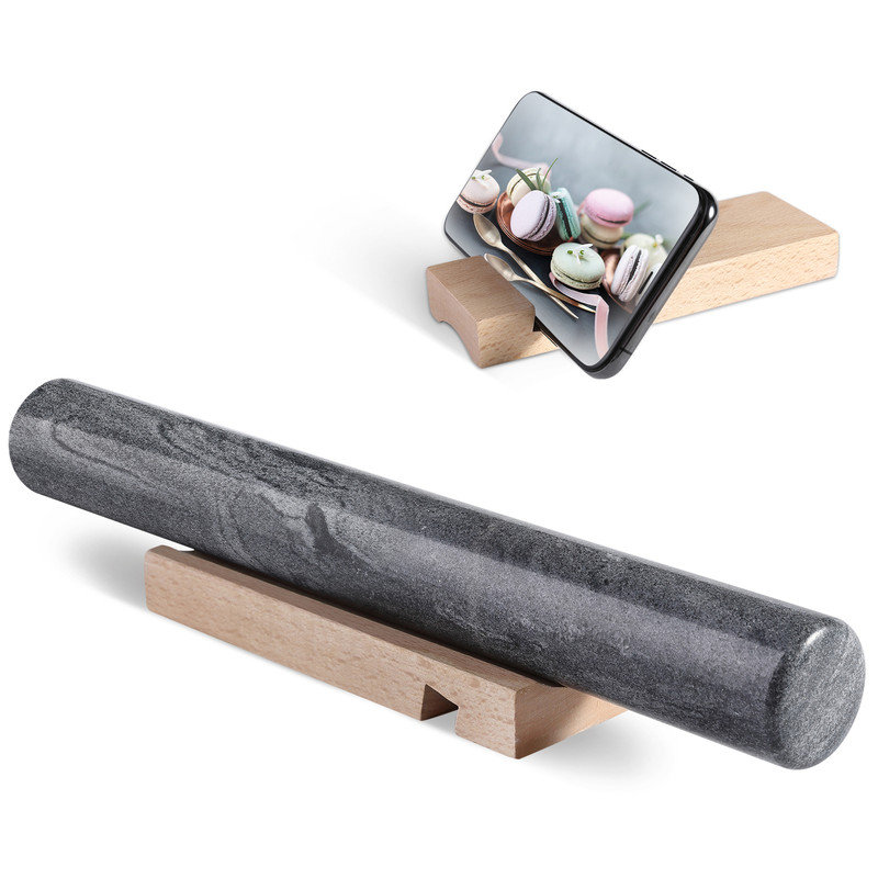 Marble French Rolling Pin with Stand,Monte Grigio