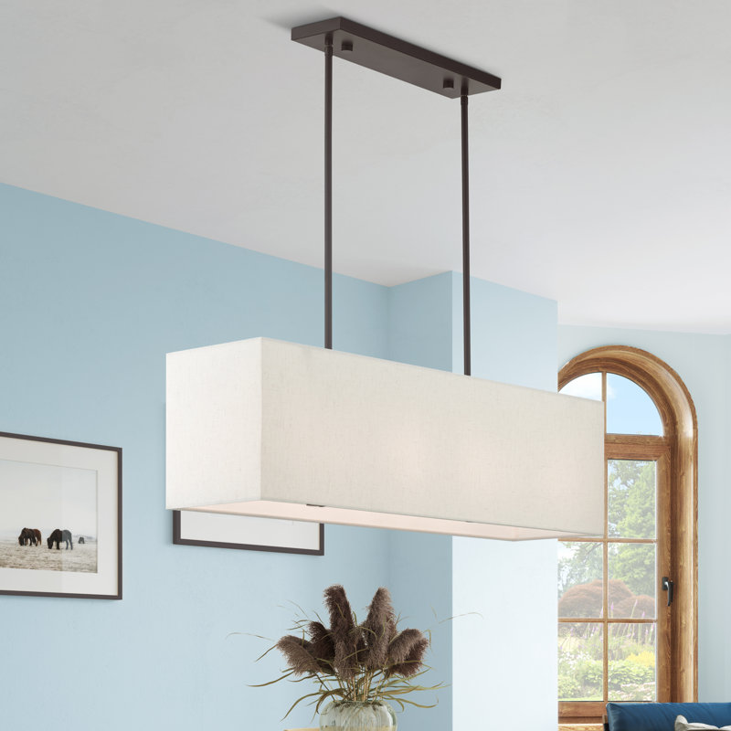 Ajanee - Light Pendant, 11.5" H x 36" W x 8.5" D, English Bronze, Oatmeal