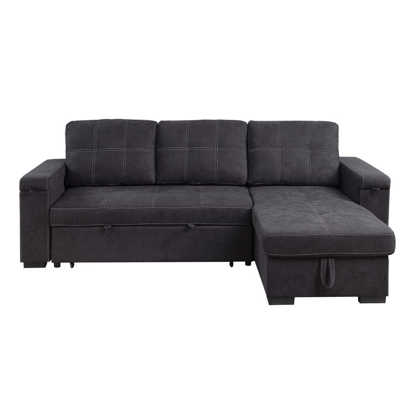 Symerton Sleeper Sectional Sofa Reversible Storage Chaise  Woven Fabric 95 Inches