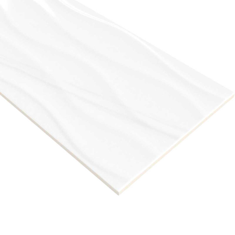 Piave 10" x 22" Glossy Ceramic Wall Tile, Bianco Deco