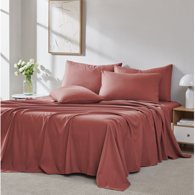 Southshore Fine Linens Vilano Springs Extra Deep Pocket 6-Piece Sheet Set, Ultra Soft Double-Brushed 110 GSM Microfiber Bedding, 21-Inch Deep Pocket, 4 Pillowcases, Full, Marsala