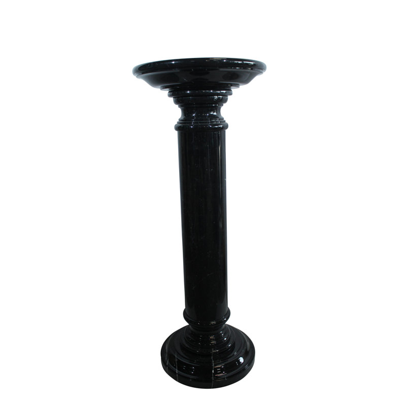 Élégant piédestal en marbre noir Nifao - Support en pierre polie classique pour sculptures, vases et beaux-arts - H 14 po x 14 po x 36 po