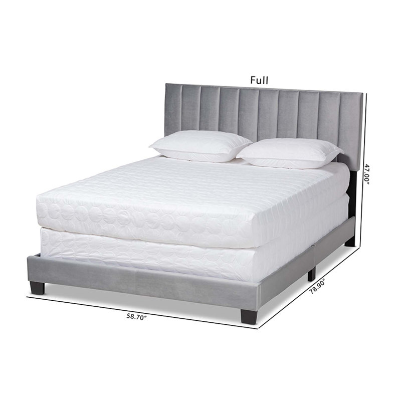 Clare Full Size Gray Velvet Upholstered Sleigh Bed with Tufted Headboard