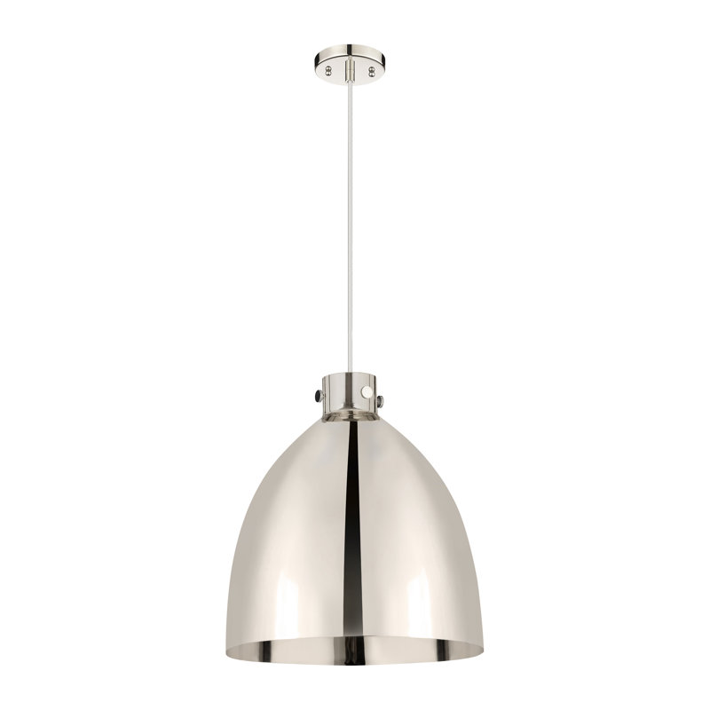 Luminaire suspendu en métal 1 lumière, H 19,63 po x l 18 po x P 18 po, Nickel poli, Nickel poli