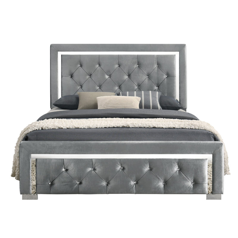 Ozora Upholstered Bed, Single (3'), Silver Grey