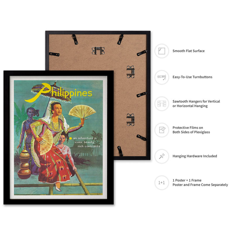 Danseur du sud des Philippines, Cadre noir, Affiche, H 24 po x l 32 po