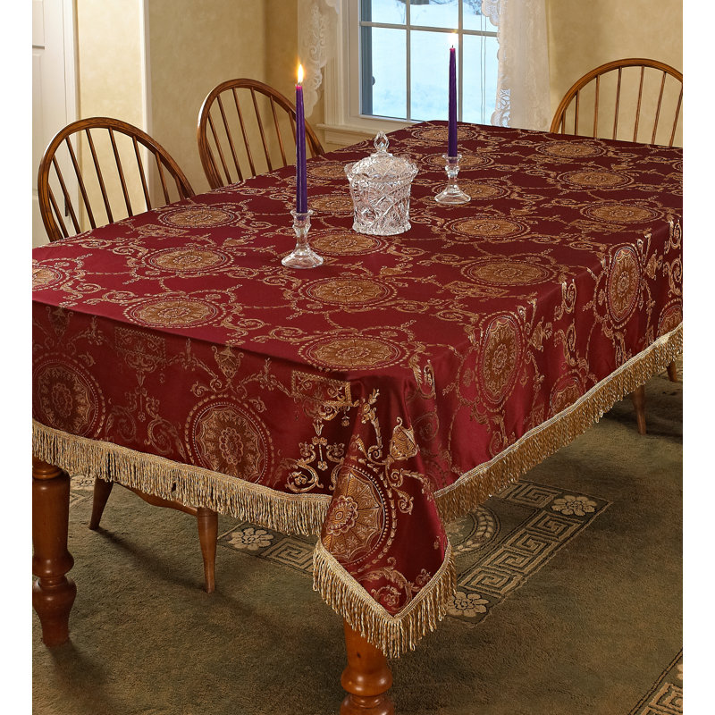 Bloch Floral Tablecloth, 60" W x 140" L, Burgundy