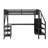 Full Size Loft Bed With L Shaped Desk, LED Light And USB For Kids Teens Adults