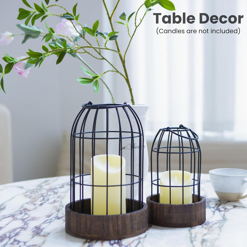Ensemble de 2 lanternes de table de style maison de campagne (seulement pour les lanternes)