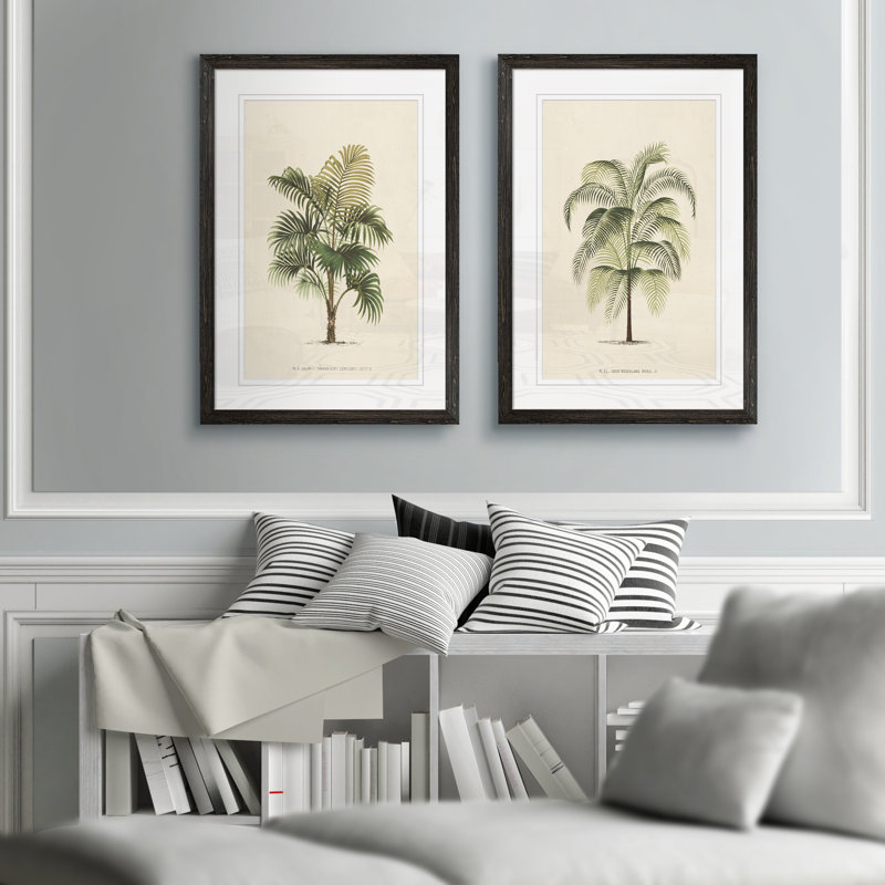 " Les Palmiers III " by Vincent Van Gogh 2 - Pieces, Ebony, Framed Print with Mat, 24" H x 18" W