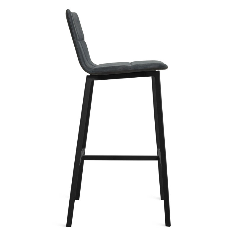 Between Us Stool, Ink Genuine Leather, Bar Stool (31" Seat Height), Black