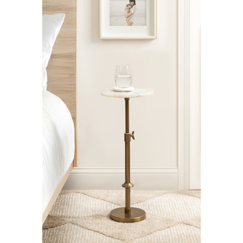 Table piédestal en métal Traditional, Doré, L 10 po x P 10 po, Brun clair