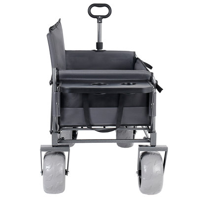 3-In-1 Collapsible Wagon Converts To Bench Convertible Folding Wagon Cart With Rear-Mounted Folding Tabletop
