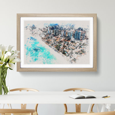 Skyline Of Ponta Negra In Brazil - Single Picture Frame Print on Wood