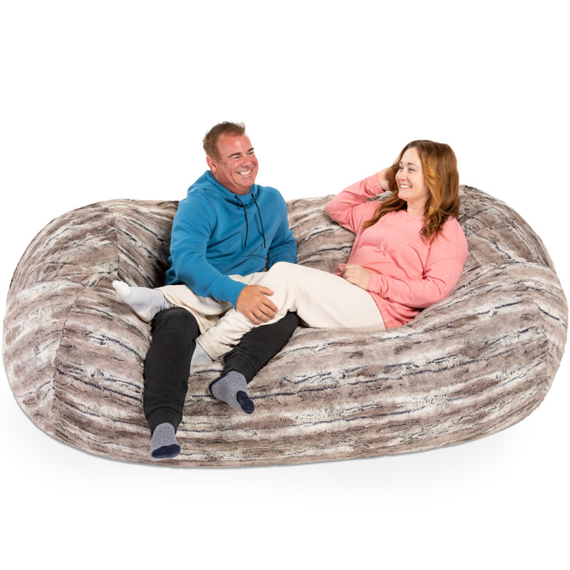 Fauteuil à billes Grand Lounger, Fausse fourrure beige