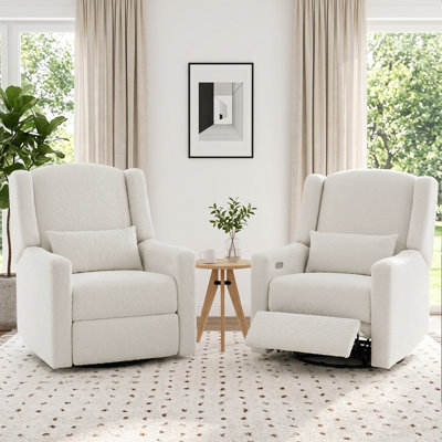 Fauteuil inclinable électrique pivotant de 31,4 po Zisel avec USB, fauteuil inclinable électrique moderne pour le salon et la chambre de bébé (ensemble de 2)