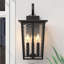 Lanterne murale extérieure crépusculaire de 47 cm (18,5 po), 3 lumières, noire avec verre ondulé, étanche