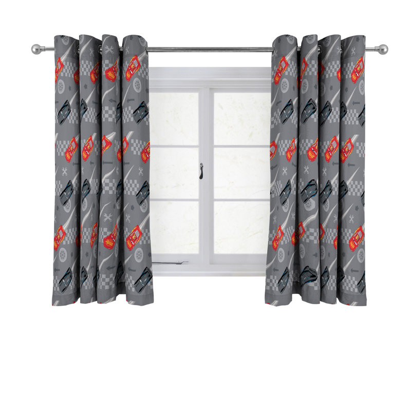 Disney Pixar Cars Race Day Eyelet Window Curtains - 2 Panels, 168 W x 137 D cm
