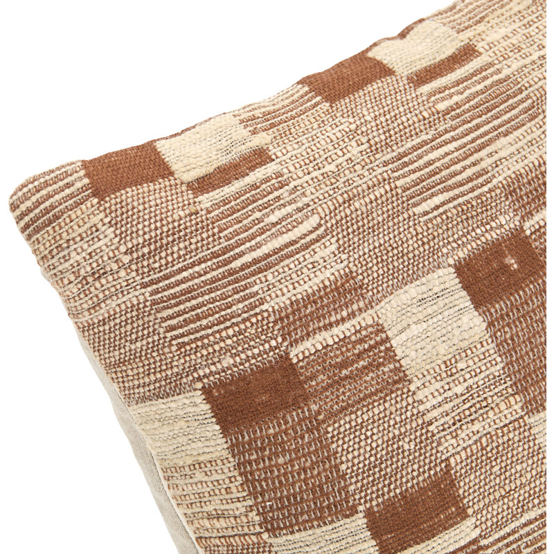 Coussin décoratif Marais, Brown/Cream/Ivory, Carré 22 po, Duck Down