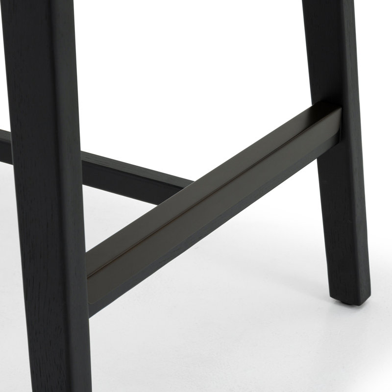 Florent Upholstered Bar Stool with Solid Wood Frame, Matte Black/Midnight/Dark Bronze