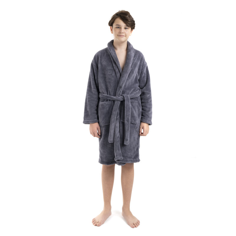 Peignoir en molleton avec poches pour enfants Lovett, L, Gris