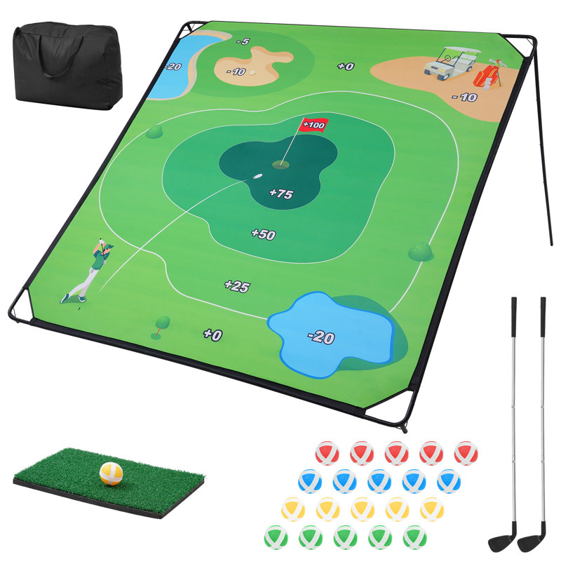 70 inch Portable Golf Chipping Game Set for Dads & Junior Golfers - Indoor, Outdoor Backyard & Lawn Games, Easy Setup Family Golf Gifts