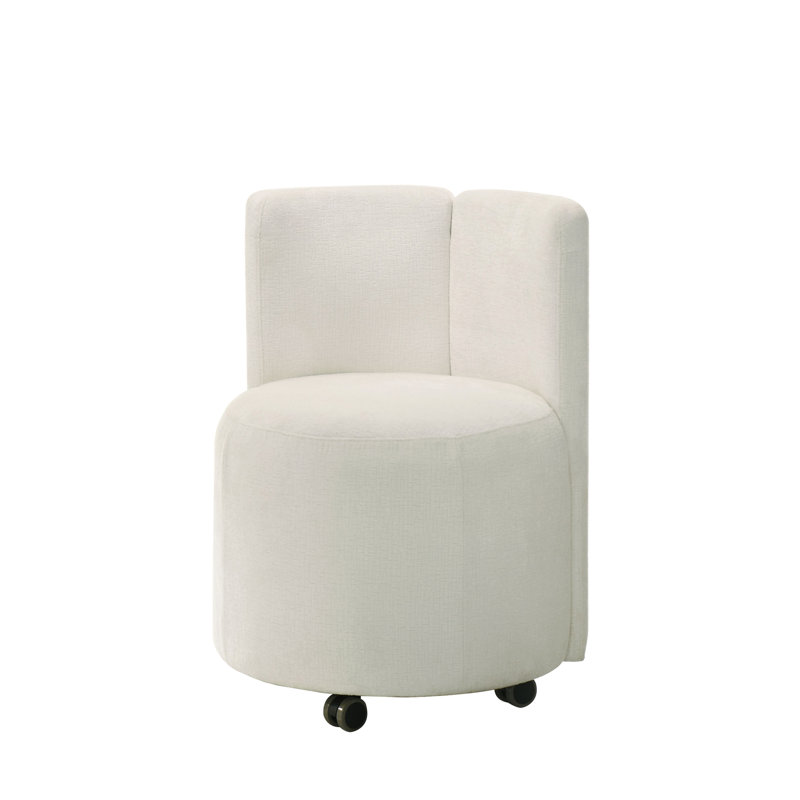 Chaise d'appoint en chenille blanche avec pivot (ensemble de 2)