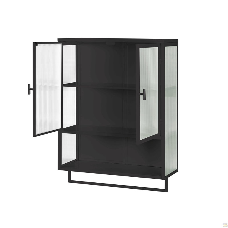 Armoire murale moderne 23,62 po à deux portes avec rangement fermé à deux niveaux