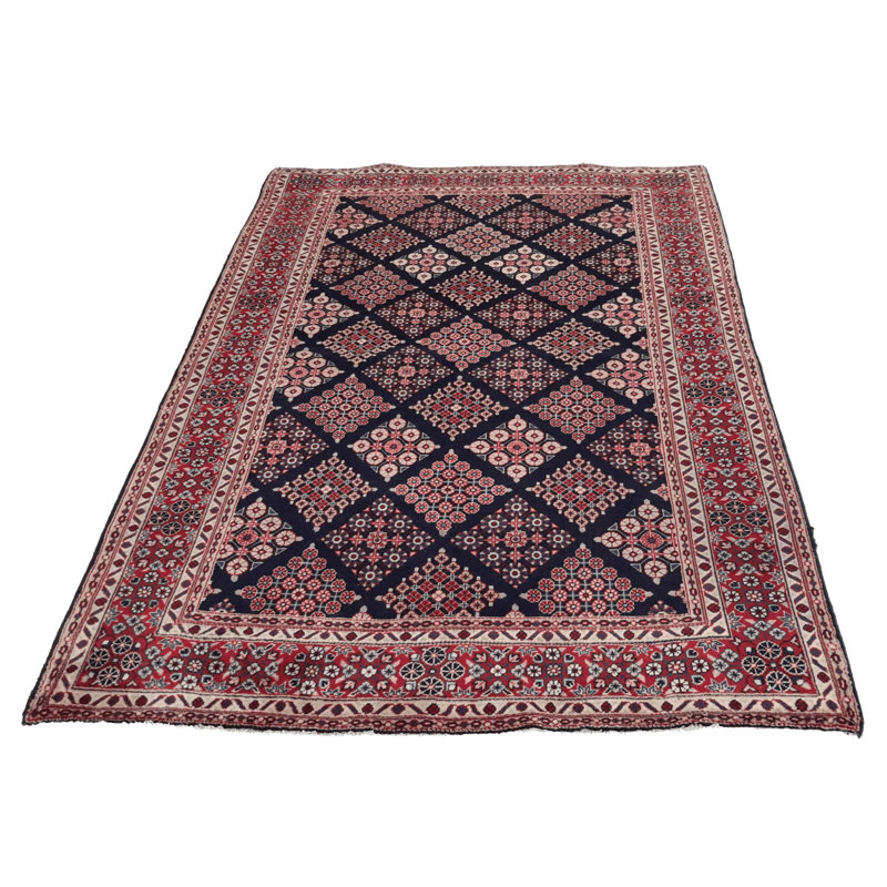 Tapis oriental bleu / rouge fait à la main 4 pi 5 po x 6 pi 9 po Oriental