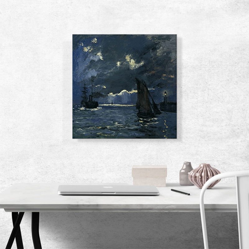 «Seascape Night Effect 1866» par Claude Monet, reproduction d'art sur toile tendue, H 18 po x l 18 po x 1,5 po