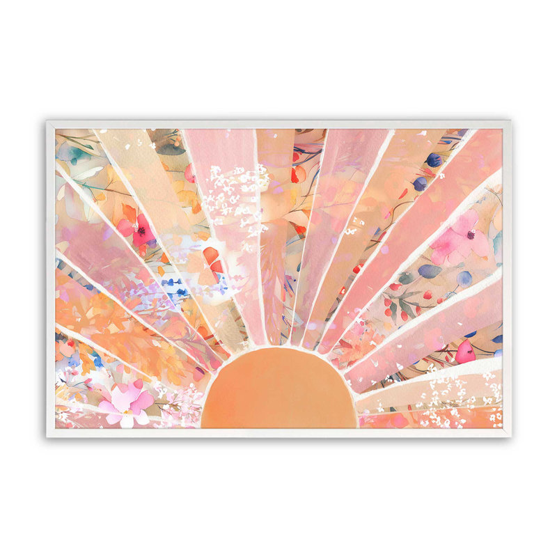 Doux imprimé floral soleil levant, H 19 po x l 25 po, Cadre photo blanc