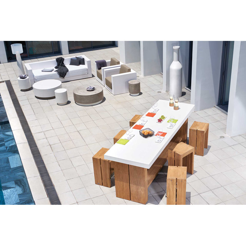 Tabouret décoratif poncho Perpetual, Gris ardoise, Ivoire blanc