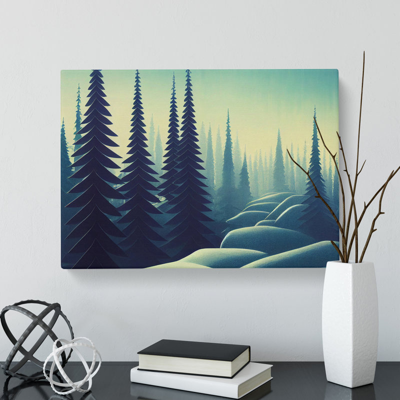 Pine Tree Forest At Winter - Wrapped Canvas, 35cm H x 50cm W x 3cm D