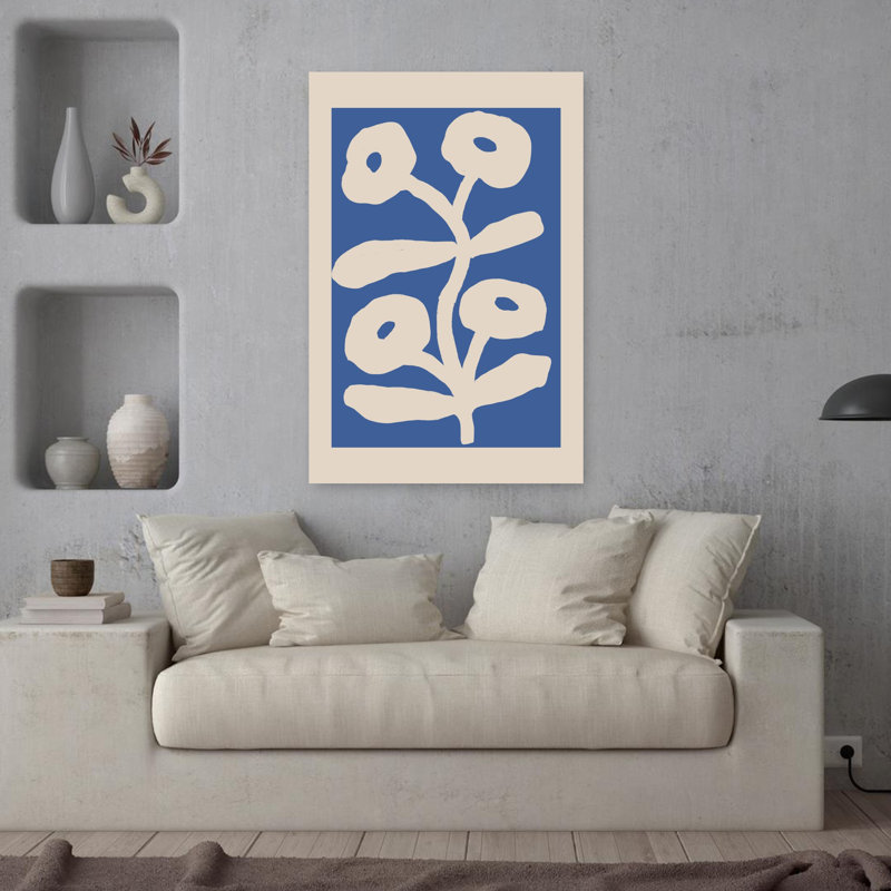 Art mural moderne moderne abstrait bleu abstrait, H 36 po x l 24 po
