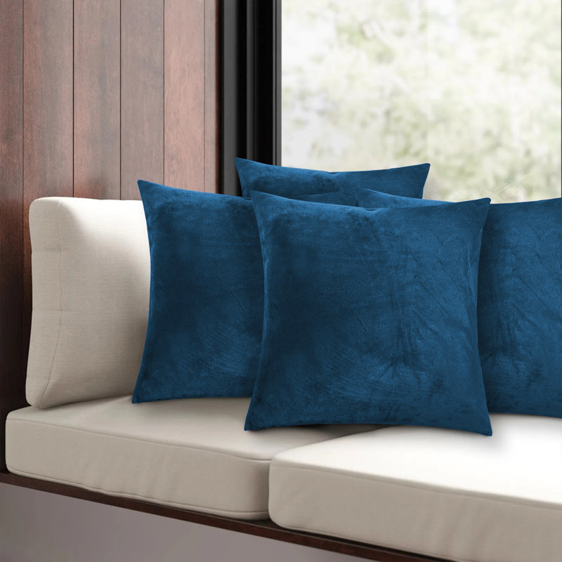 Apex Crushed Velvet Cushion Cover Set, Navy Blue
