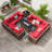 Babak Rattan Sectional Conversation Sets With Fire Pit Table, Coffee Table-1893740866-1935363733