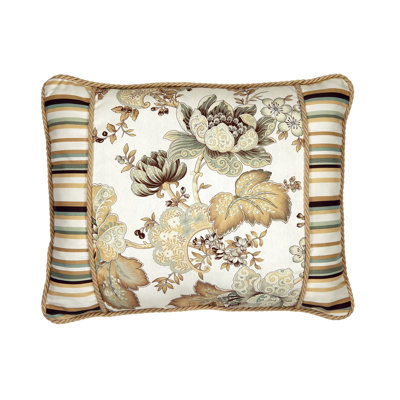 Oreiller rectangulaire 100% coton avec bandes décoratives Pontoise