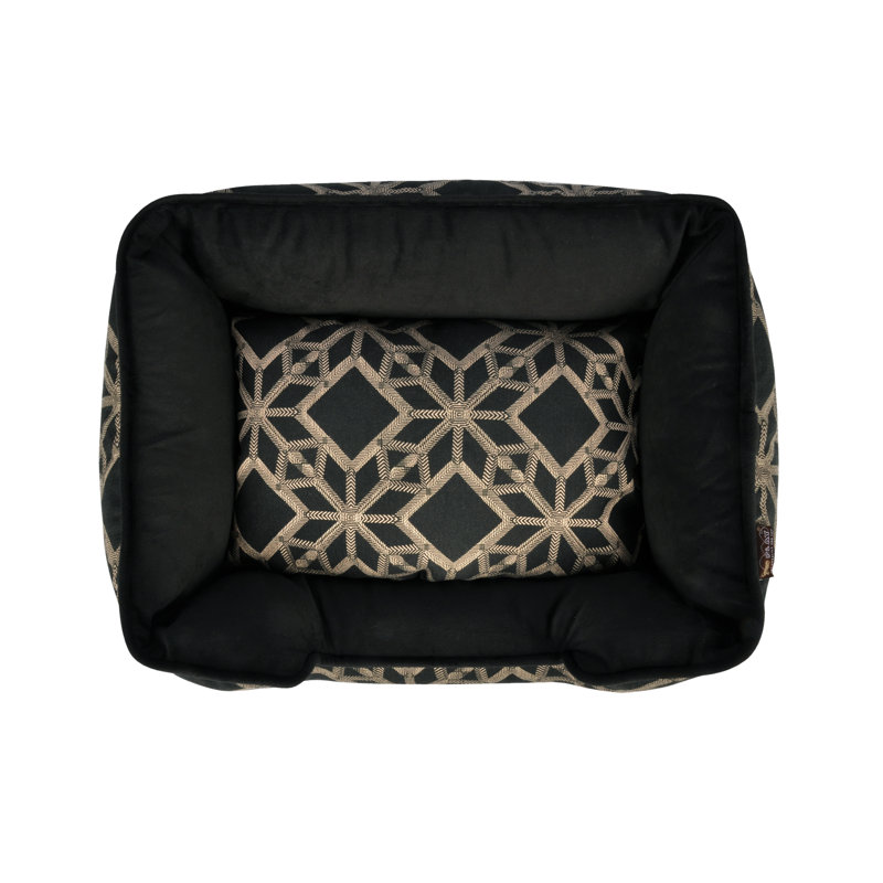 Solstice Bolster Lounge Dog Bed, Black, Small (7" H x 19" W x 24" D)