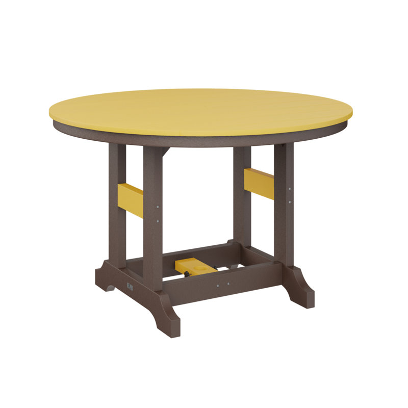 Garden Classic Outdoor Round Bar Table, Chocolate Brown, Sunburst Yellow