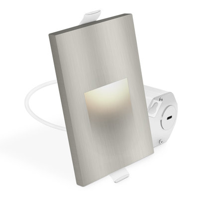 Luxrite Vertical Clip-In LED Step Lights, 5CCT, 3W, 150LM, 90° Beam, Dimmable, 120V, Interchangeable Plate Cover, Indoor/Outdoor Brushed Nickel 2 Pack