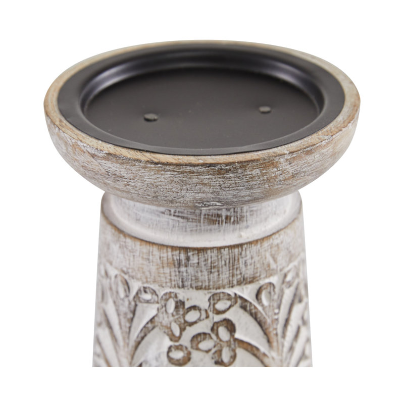Ensemble de porte-bougie brun clair en bois de manguier