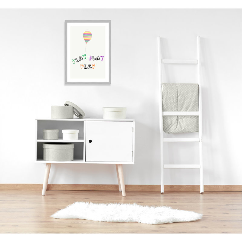 Play Play Play, impression sur papier, H 34,5 po x l 24,5 po x P 0,6 po, Encadré plat argent