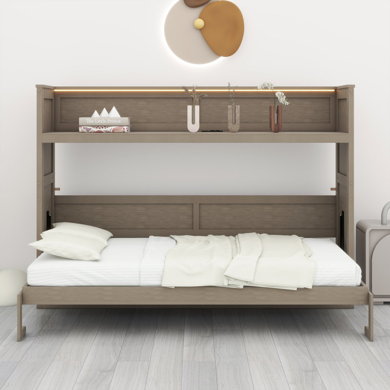 Lit escamotable avec bureau Murphy, Gris délavé
