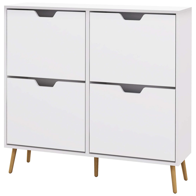 16 Pair Flip Down Shoe Storage, White
